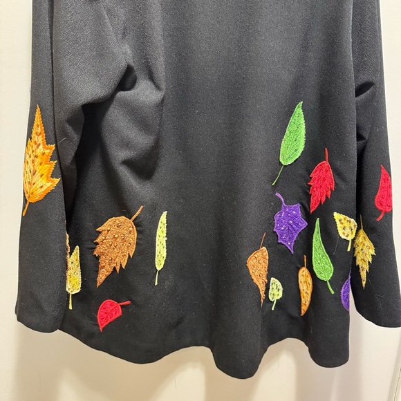 Vintage Anage Beaded Fall Leaves Oversized Open Front Blazer Size Medium - Picture 8 of 11